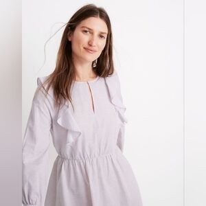Madewell Ruffle-Shoulder Mini Dress- Lavender Heather- 0